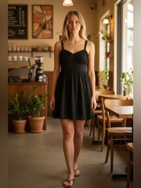 Abercrombie & Fitch Ruched Chiffon Mini Dress with pockets NEW small